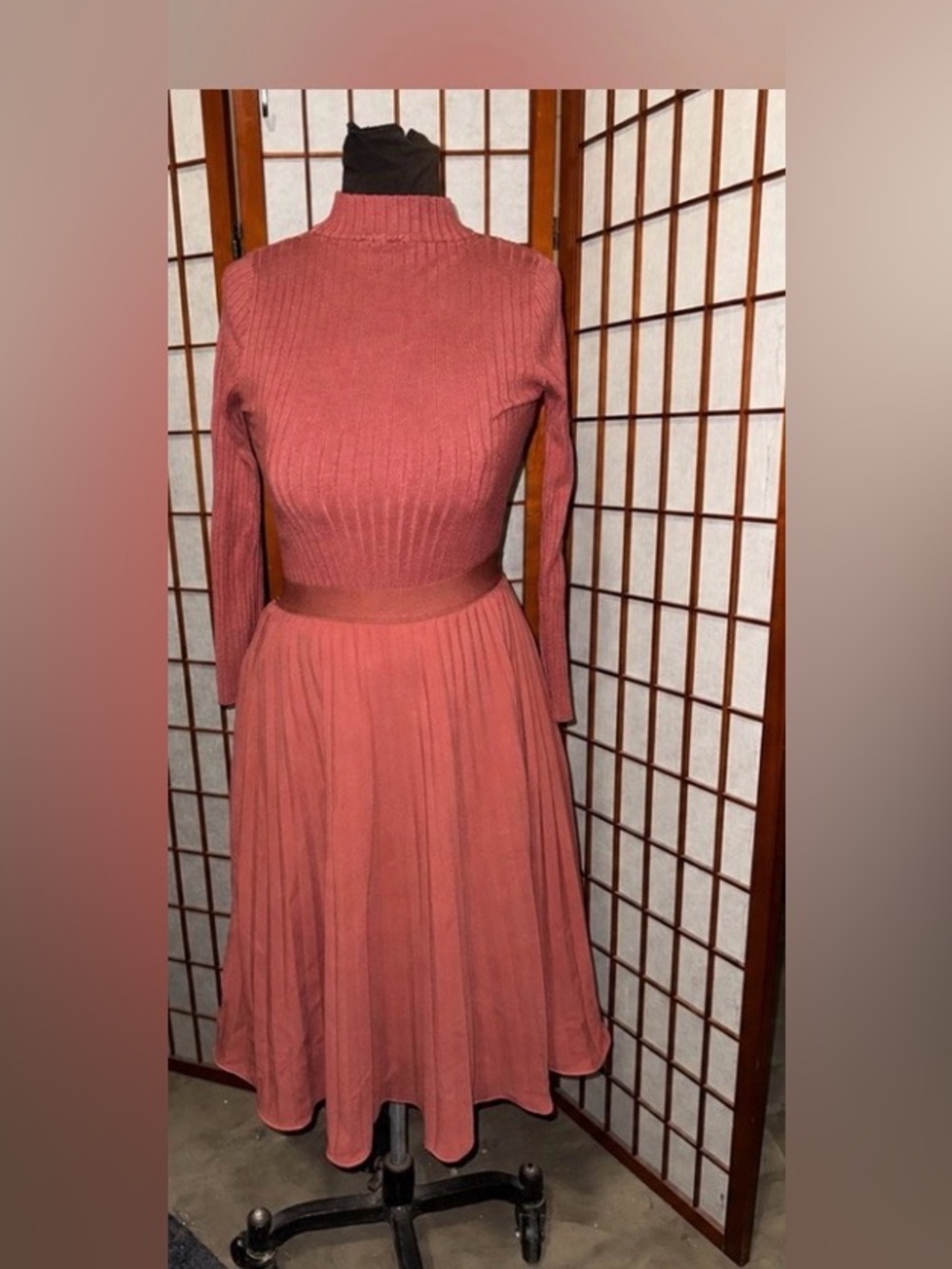 Women's Long Sleeve Knit Dress in Dusty Rose